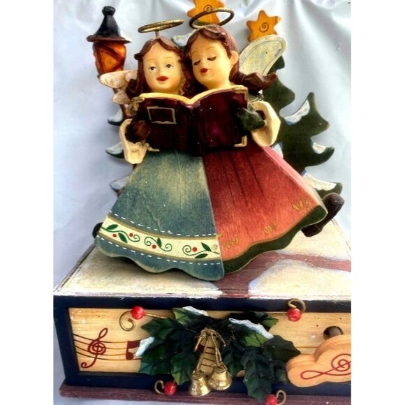 St. Nicholas Square Swaying Christmas Angels We've Heard on High Wood Music Box - Picture 4 of 9